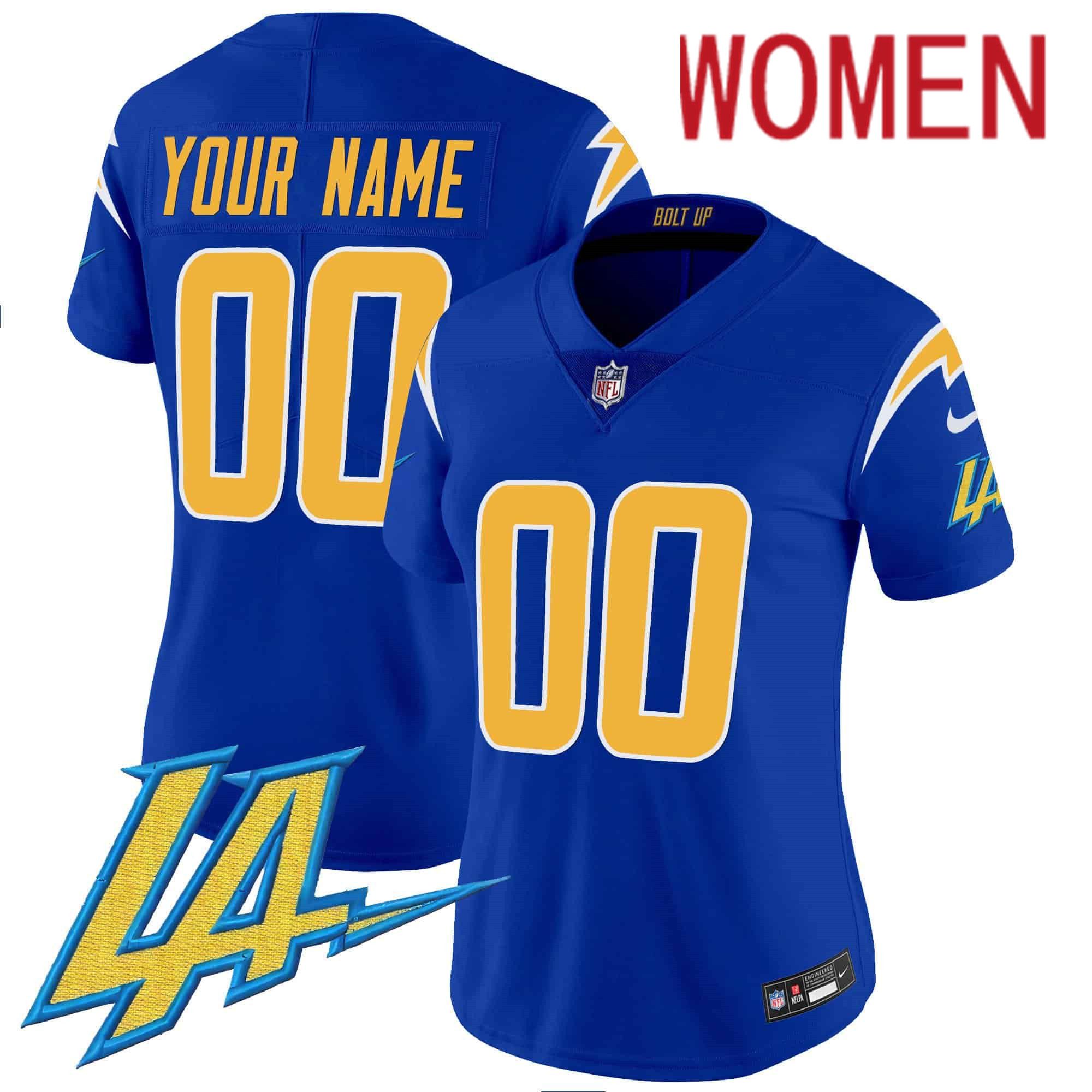 Women Los Angeles Chargers Blue 2024 Nike Vapor Limited Custom NFL Jersey